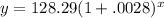 y=128.29(1+.0028)^{x}