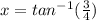 x = tan^{-1}(\frac{3}{4})
