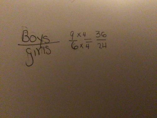 the ratio of boys to girls in gym class was 9 to 6. If there were 36 boys, how many girls were in gy