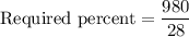 \text{Required percent}=\dfrac{980}{28}