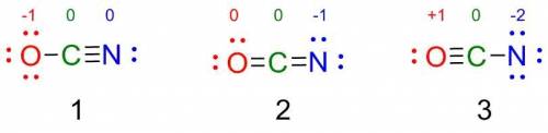 Choose all resonance structures of ocn− with right formal charges in each. check all that apply.