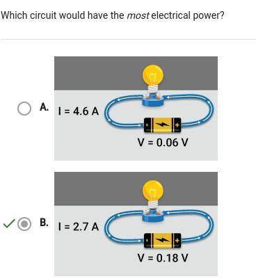 Which circuit would have the most electrical power?