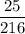 \dfrac{25}{216}