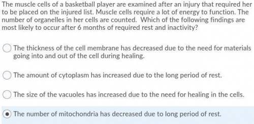 The muscle cells of a basketball player are examined after an injury that required her to be placed