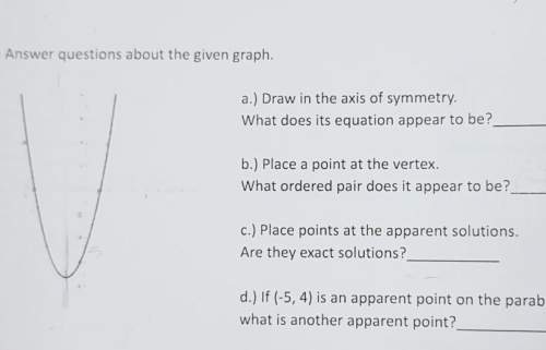 26.) answer questions about the given graph.a.) draw in the axis of symmetry.what does i