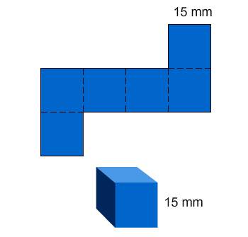 This is a picture of a cube and the net for this cube. plz asap what is the surface area of t