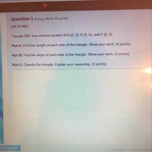 Triangle def has vertices located at d (2, 1), e (3,5), and f (6,2). part a: find the length