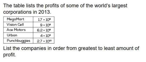 50 points  list the companies in order from greatest to least amount of profit.