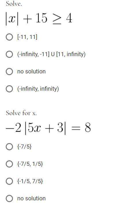 See attached image and with these absolute value problems - you