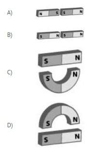 Which pair of magnets will attract each other?  a question 17 options: