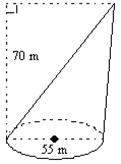 Find the volume of the cone in terms of pi, and rounded to the nearest cubic meter.