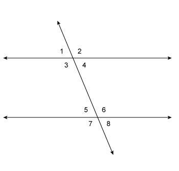 Which pair of angles are adjacent angles?  a. 1 and