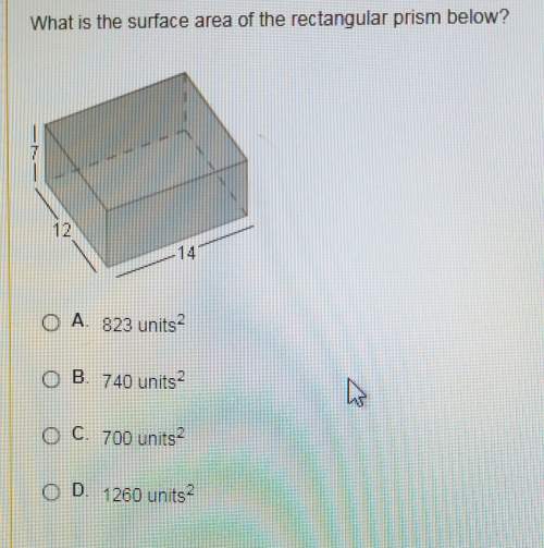 What is the surface area of the rectangular prism below? a. 823 ub. 740c. 70