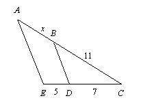 What is the value of x, given that ae || bd