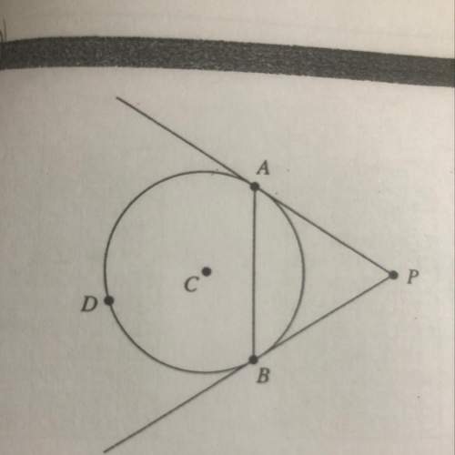 In the figure above, two tangent segments, ap and bp, are drawn to the circle c, and the measure of