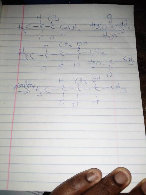 When R-3-methylpent-1-ene is treated with aqueous mercury (II) acetate, then sodium borohydride, NaB