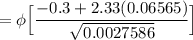 = \phi \Big [ \dfrac{-0.3+ 2.33 (0.06565)}{\sqrt{0.0027586 }} \Big]