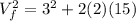 V_f^2=3^2+2(2)(15)