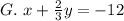 G.\ x + \frac{2}{3}y = -12