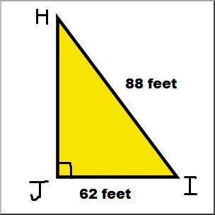 In ΔHIJ, the measure of ∠J=90°, HI = 88 feet, and IJ = 62 feet. Find the measure of ∠I to the neares