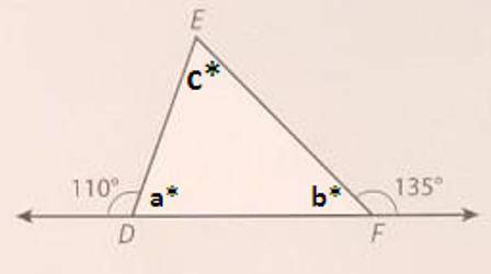 Triangle Deff is shown below. 110°, e, d, f, 135°