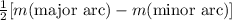 \frac{1}{2}[m(\text{major arc})-m(\text{minor arc})]