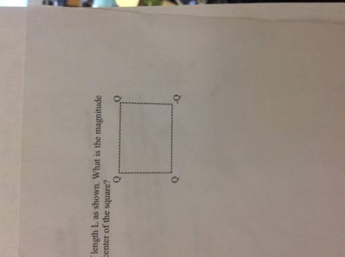 What are the magnitude and direction of electric field at the center of square?