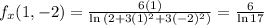 f_x(1,-2) = \frac{6(1)}{\ln{(2 + 3(1)^2 + 3(-2)^2)}} = \frac{6}{\ln{17}}
