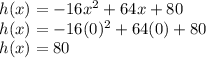 h(x)=-16x^2+64x+80\\h(x)=-16(0)^2+64(0)+80\\h(x)=80