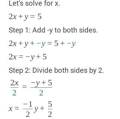 Find five solutions for the linear equation 2x + y = 5