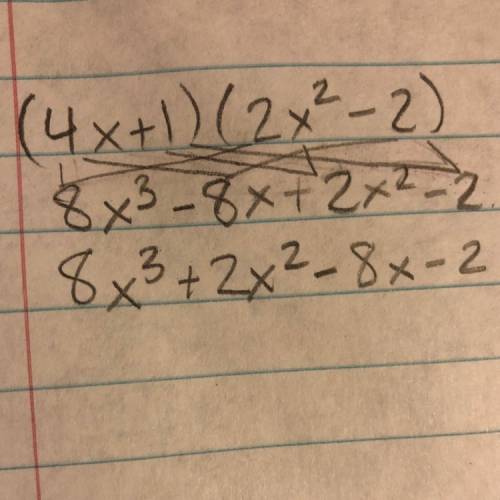 What is the correct expansion of (4x+1)(2x^2-2)