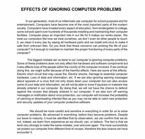 Effects of disregarding to ignoring computer problems