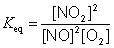 Identify the correct equilibrium constant expression for this equation:

2 upper N upper O (g) plus