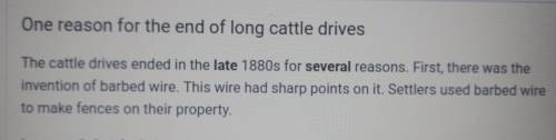 What describes one reason for the end of long cattle drives