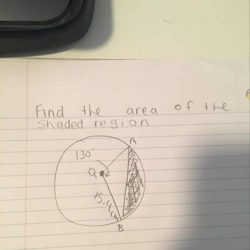 Find the area of the shaded region .