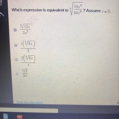 Which expression is equivalent to 3 √10x^5/54x^8
