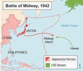 The map shows the battle of midway in 1942. which best explains why midway island became a key