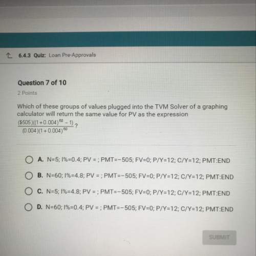 Which of these groups of values plugged into the tvm solver of a graphing calculator will retu