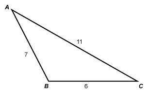 In the triangle shown below, what are the measures of angles a, b, and c? round your answers to the