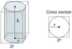Acylinder fits inside a square prism as shown. for every cross section, the ratio of the area of the