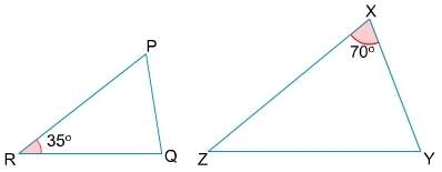 Triangles pqr and xyz are similar triangles. which are the other two angle measures of triangle xyz?