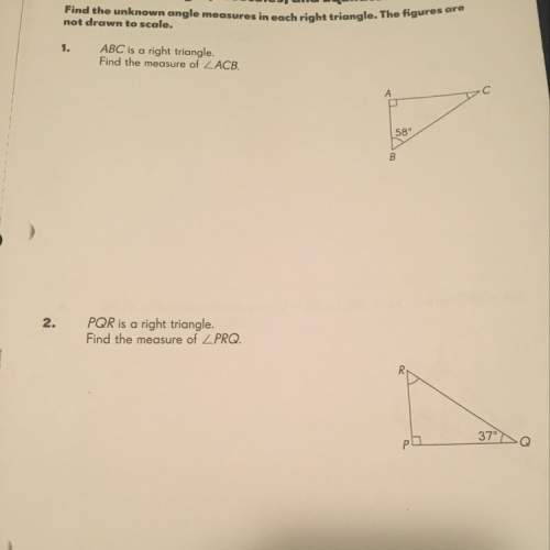 Finding unknown angle measures of right triangles.  5th grade math, but it only to have