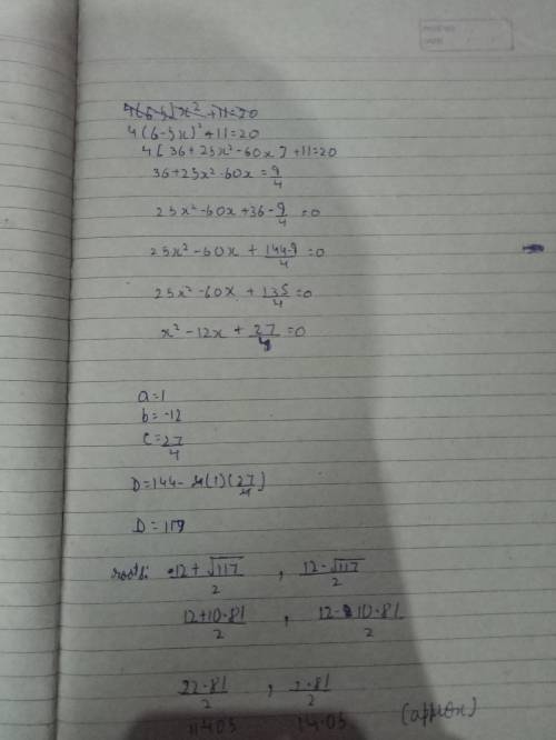 4(6-5x)^2+11=20 
quadratic equations