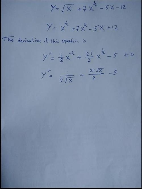 Y=sqrt(x)+7x(3/2)-5x+12