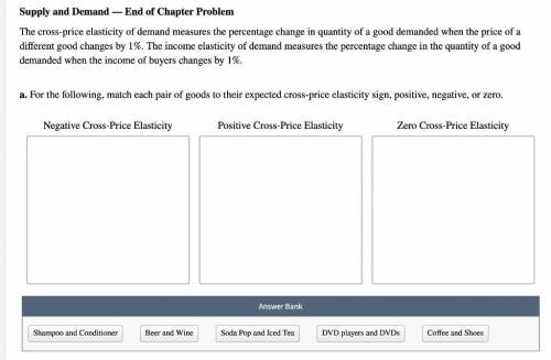 The cross-price elasticity of demand measures the percentage change in quantity of a good demanded w