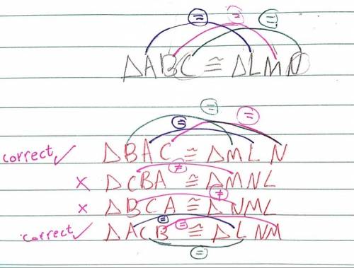 (30 ! ) suppose △abc≅△lmn . which other congruency statements are correct?  select each correct answ