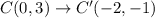 C(0,3)\to C'(-2,-1)