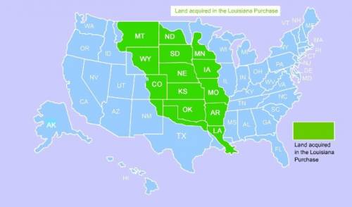 Locate the territory gained from the louisiana purchase.