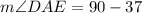 m\angle DAE=90\degree-37\degree