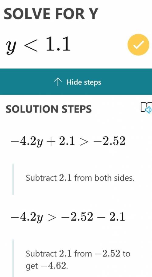 Solve for y.
−4.2y+2.1>−2.52